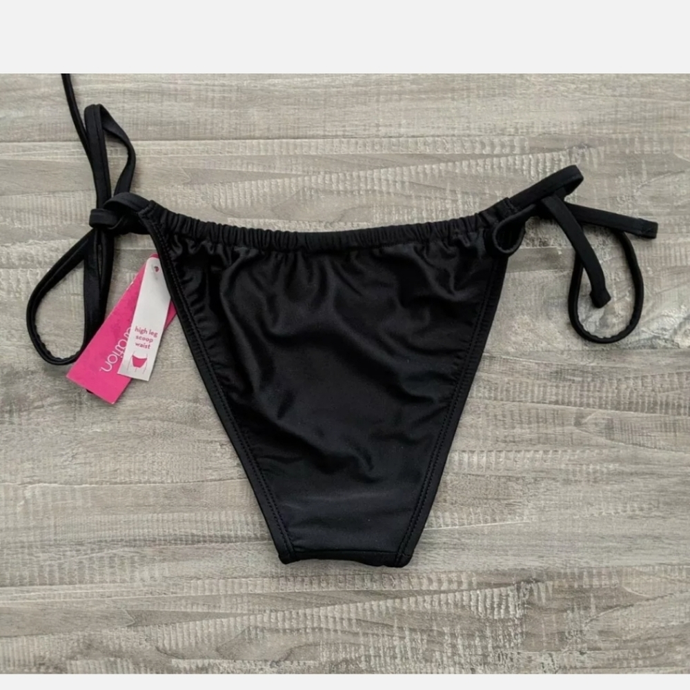 Xhilaration Black High Leg String Bikini Bottom - Picture 8 of 9